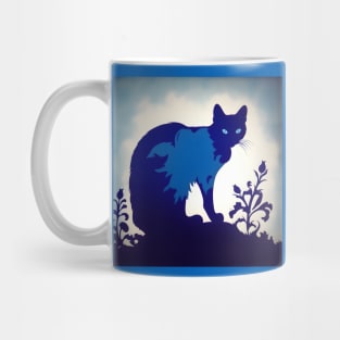 Royal Blue Cat silhouette Mug